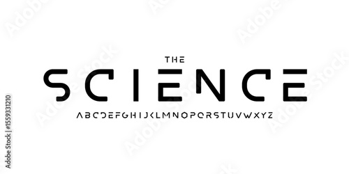 Science technology font, futuristic alphabet for scientific headline, medical digital product logo, display device typography, app UI typographic design. Modern vector typeset.