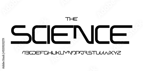 Science technology font, futuristic alphabet for scientific headline, medical digital product logo, display device typography, app UI typographic design. Modern vector typeset.