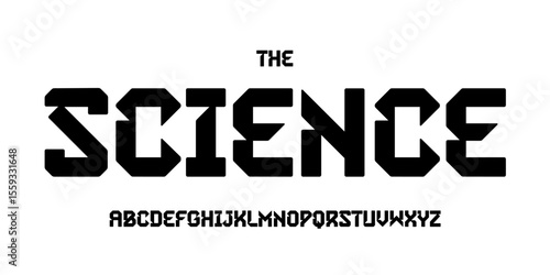 Science technology font, futuristic alphabet for scientific headline, medical digital product logo, display device typography, app UI typographic design. Modern vector typeset.