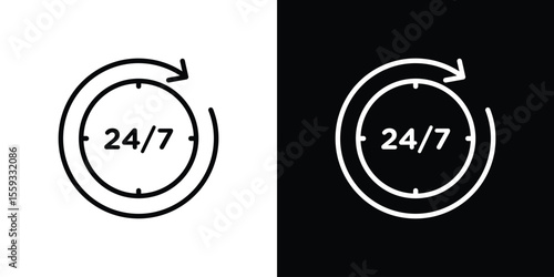 24 7 icon in trendy stroke thin linear style.