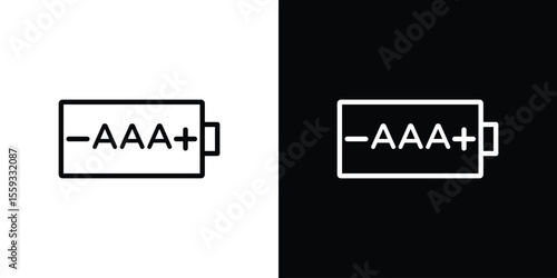 AAA battery icon in trendy stroke thin linear style.