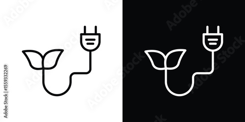 Biomass energy icon in trendy stroke thin linear style.