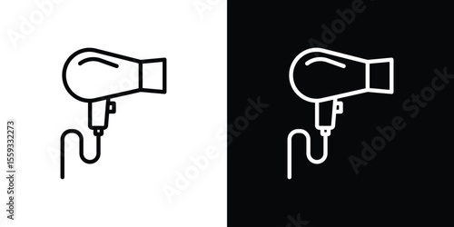 Blow dryer icon in trendy stroke thin linear style.