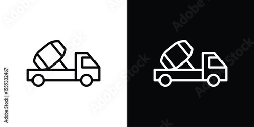 Cement truck icon in trendy stroke thin linear style.