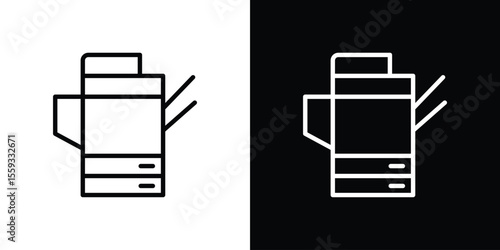 Copier icon in trendy stroke thin linear style.
