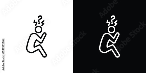 Depression icon in trendy stroke thin linear style.