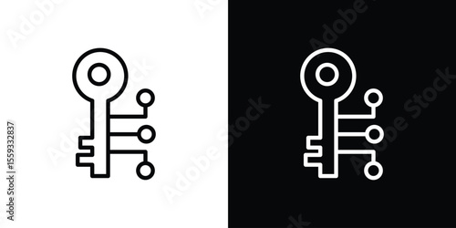 Digital key icon in trendy stroke thin linear style.