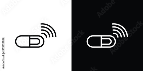 Dog microchip icon in trendy stroke thin linear style.