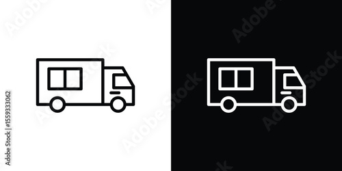 Food truck icon in trendy stroke thin linear style.