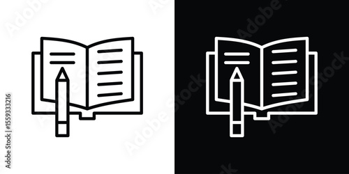 Homework icon in trendy stroke thin linear style.