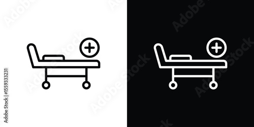 Hospital bed icon in trendy stroke thin linear style.