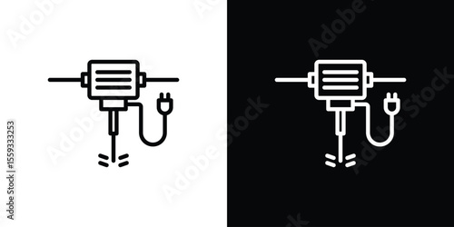Hydraulic breaker icon in trendy stroke thin linear style.