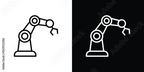 Industrial robot icon in trendy stroke thin linear style.