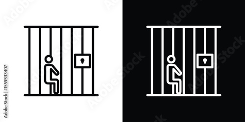 Jail icon in trendy stroke thin linear style.