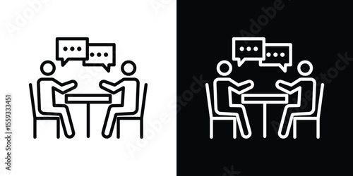 Job interview icon in trendy stroke thin linear style.