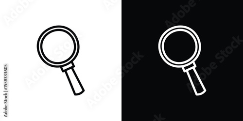 Magnifying glass icon in trendy stroke thin linear style.