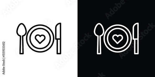 Love Plate icon in trendy stroke thin linear style.