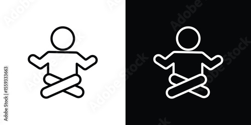 Meditating icon in trendy stroke thin linear style.