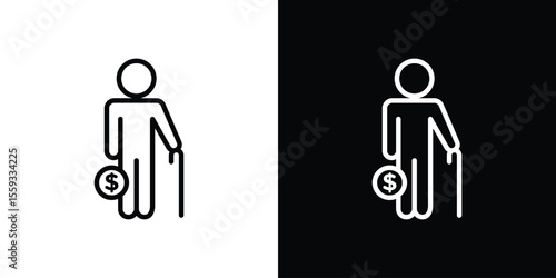 Retirement icon in trendy stroke thin linear style.