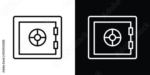 Safe icon in trendy stroke thin linear style.