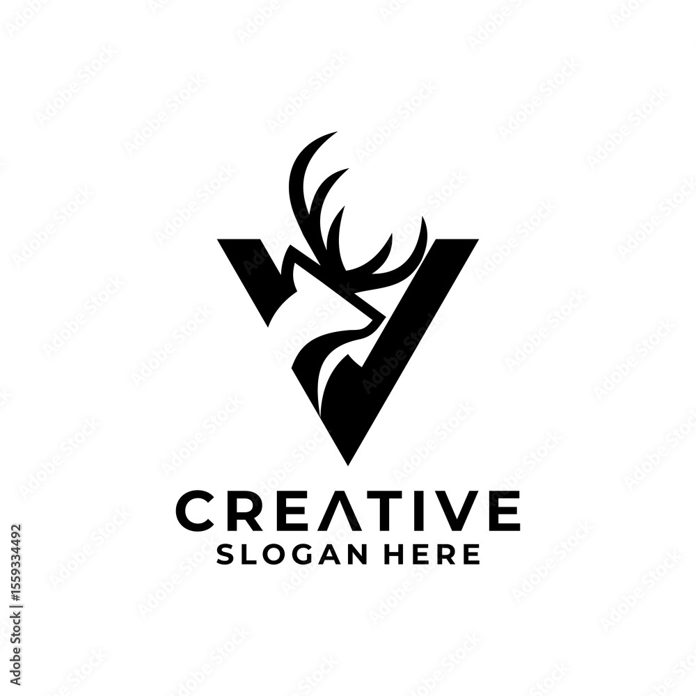 letter V deer logo letter V deer logo