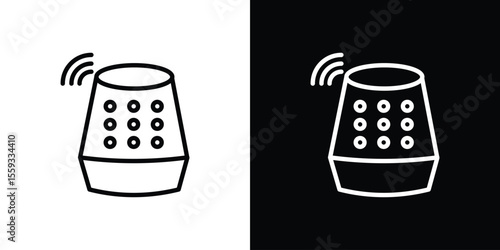 Smart speaker icon in trendy stroke thin linear style.