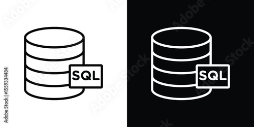 SQL icon in trendy stroke thin linear style.