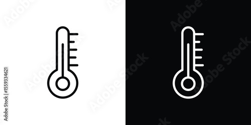 Thermometer icon in trendy stroke thin linear style.