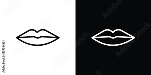 Thin lips icon in trendy stroke thin linear style.