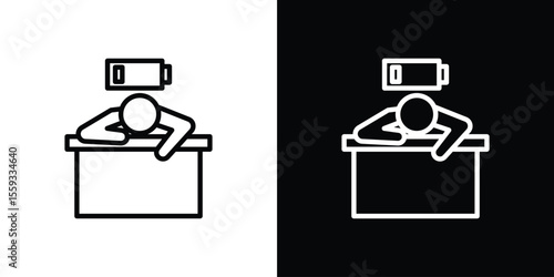 Tired person icon in trendy stroke thin linear style.