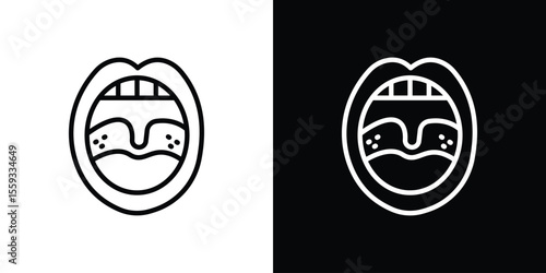 Tonsillitis icon in trendy stroke thin linear style.