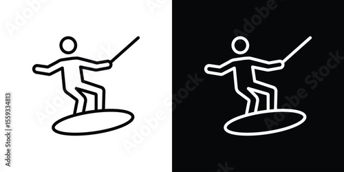 Wakeboarding icon in trendy stroke thin linear style.