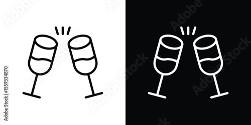 Wine toast icon in trendy stroke thin linear style.