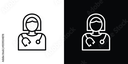 Woman Doctor icon in trendy stroke thin linear style.