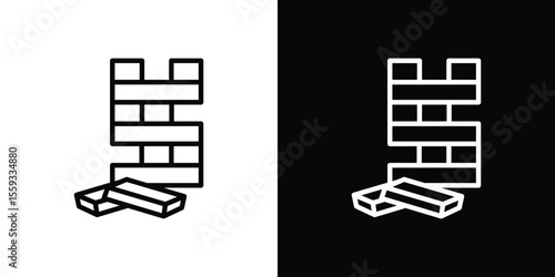 Wooden block icon in trendy stroke thin linear style.