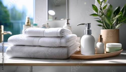 this bright and inviting close up highlights the freshness and accessibility of everyday essentials in a well maintained home or hotel bathroom