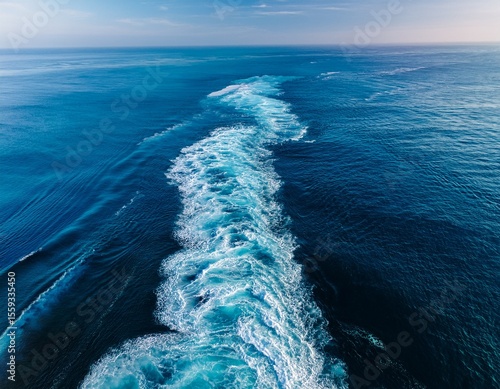 ocean waves for ship wake aerial view