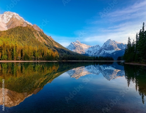 mountain reflection in a pristine lake