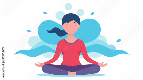 Breathing exercises that focus on the sensation of air filling and exiting the body promoting relaxation and mindfulness.. Vector illustration