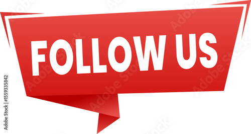 Follow Us Red Ribbon Banner for Blogs and Social Media Promotion, Engagement Callout vector illustration