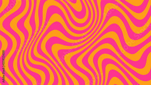 Abstract groovy vector background with fluid psychedelic wave pattern. Colorful retro inspired design for wallpaper, fabric, or graphic element.