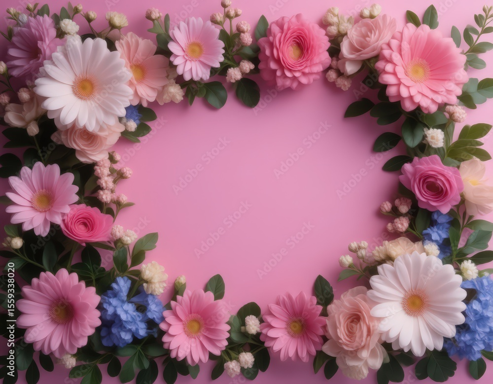 frame of pink flowers frame of pink flowers