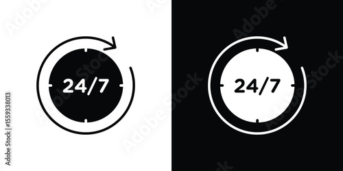 24 7 icon in trendy stroke thin linear style.