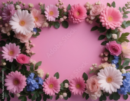frame of pink flowers