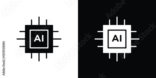 AI icon in trendy stroke thin linear style.