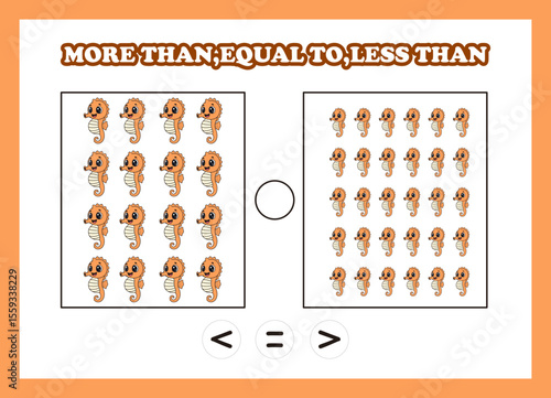 count animal seahorse more than equal to less than
