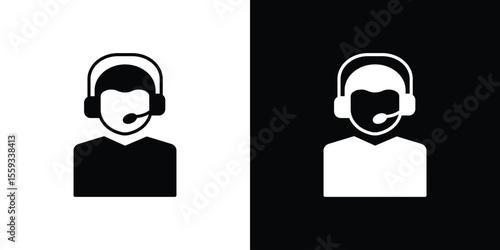 Callcenter icon in trendy stroke thin linear style.