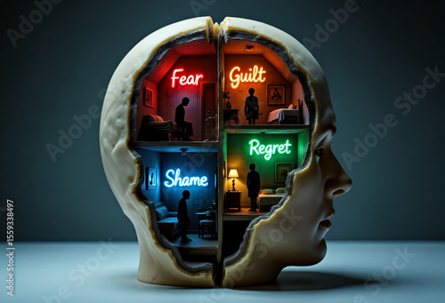 Human Emotions Inside Head Sculpture