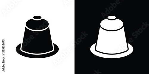 Coffee capsule icon in trendy stroke thin linear style.