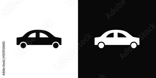 Compact car icon in trendy stroke thin linear style.